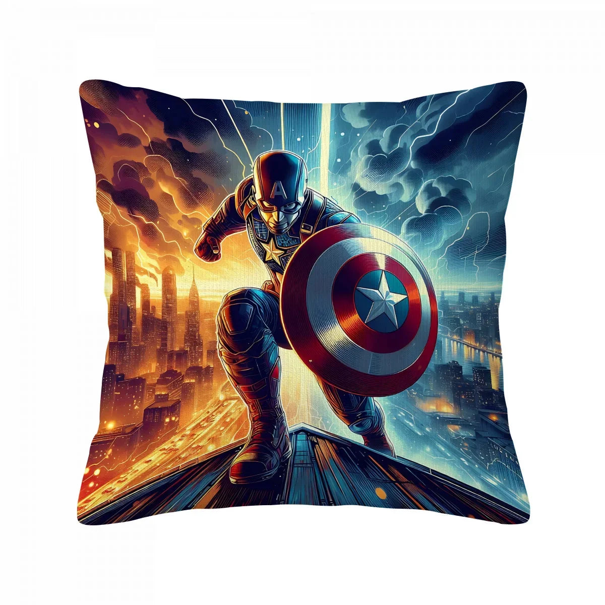 Față de pernă Captain America - Oraș în foc și furtună