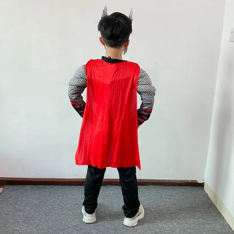 Thor-cosplaykostume til børn – muskuløs dragt med hammer