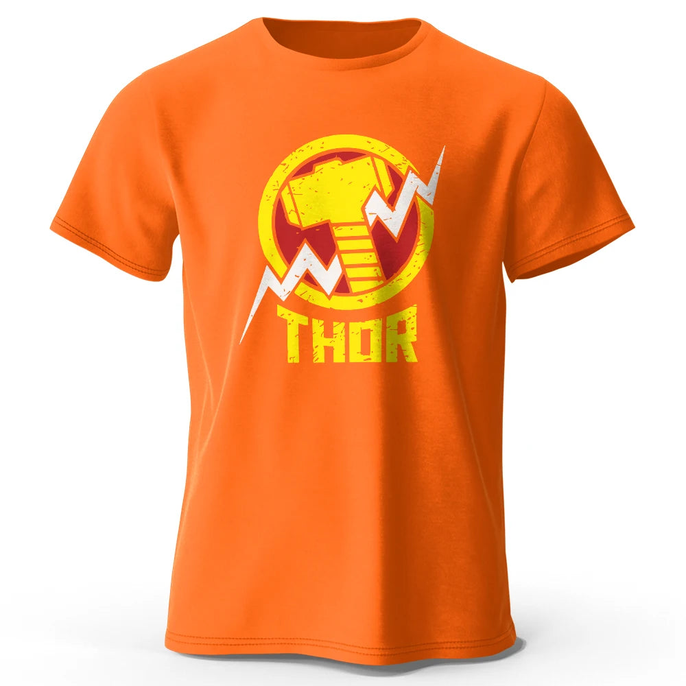Thor-póló – vintage villámos kalapácslogó, fekete