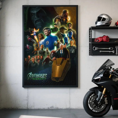 Plakát Avengers Doomsday – temný design týmu Fantastic Four
