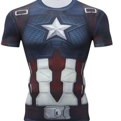 Captain America Compression Shirt - Metal Buckle Belt