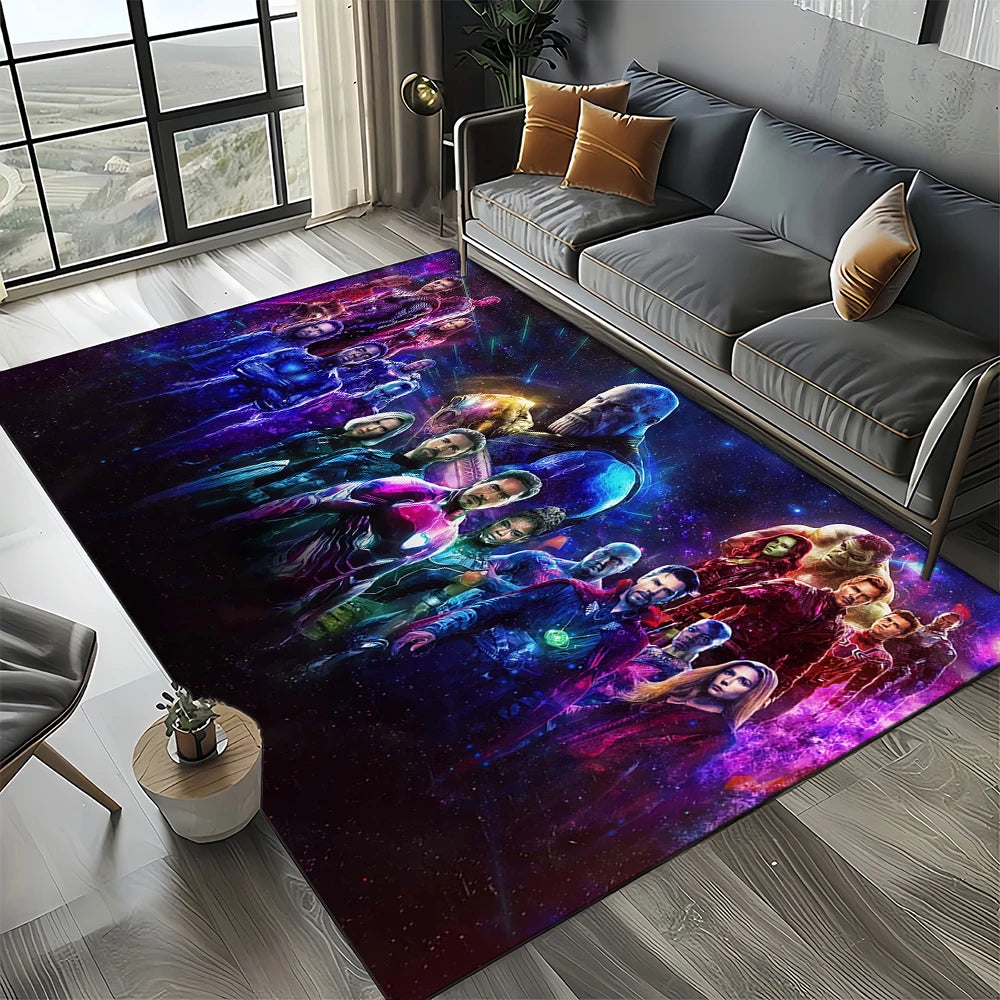 Covoraș Avengers 3D – design echipă luminoasă violetă