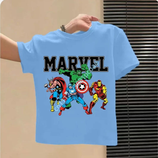 Avengers T-shirt för barn – Retro Comics-grupp, ljusblå