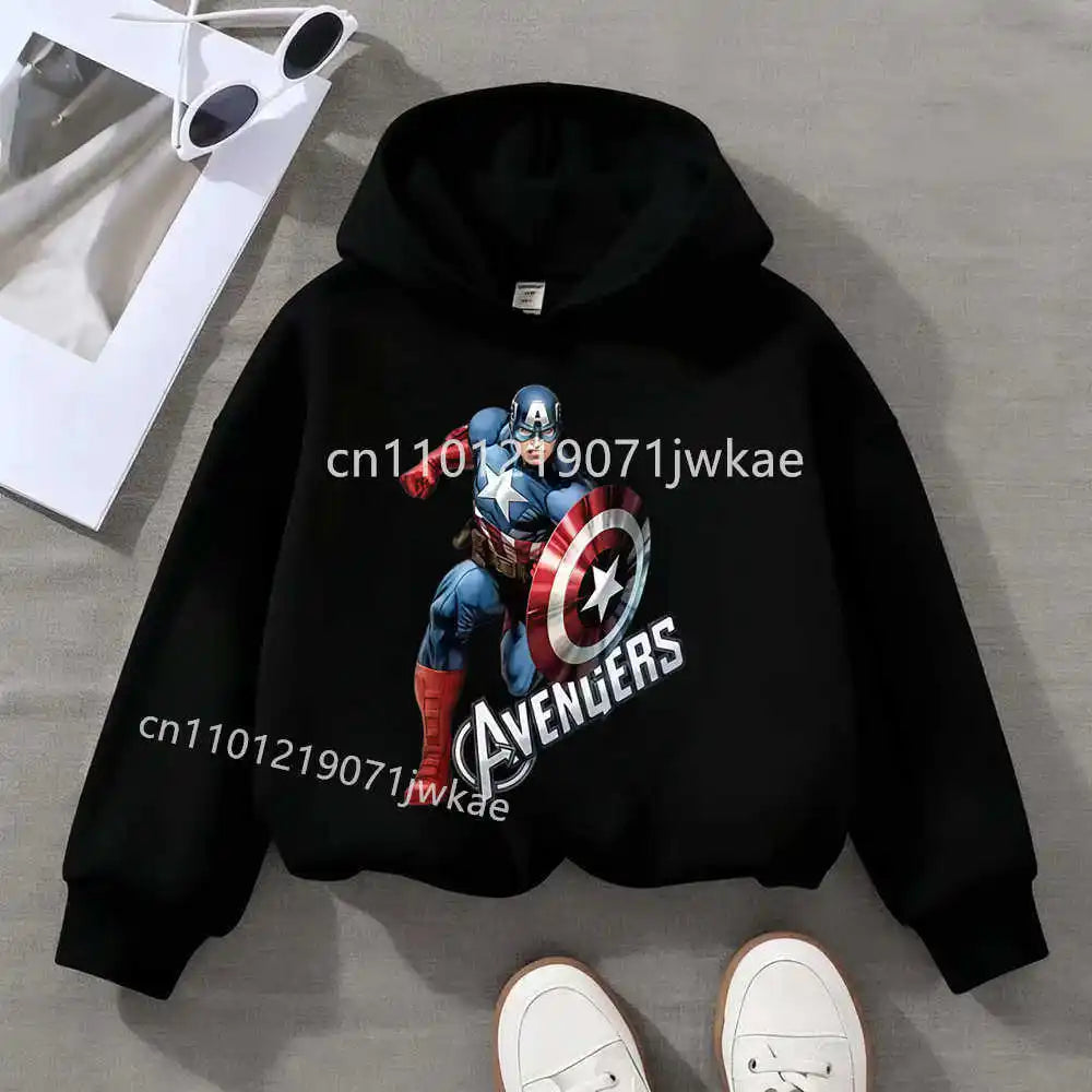 Dětská mikina s kapucí Avengers Captain America Solo – černá