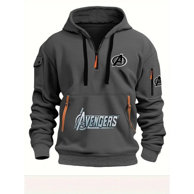 Avengers Half-Zip Hoodie Men's - Multi-Pocket Black Yellow