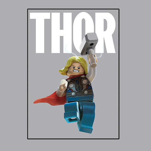Avengers Thor Poster - Lego Style, Gray Background