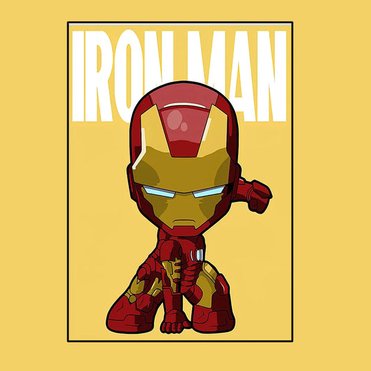 Poster Avengers Iron Man - Stil chibi, fundal galben