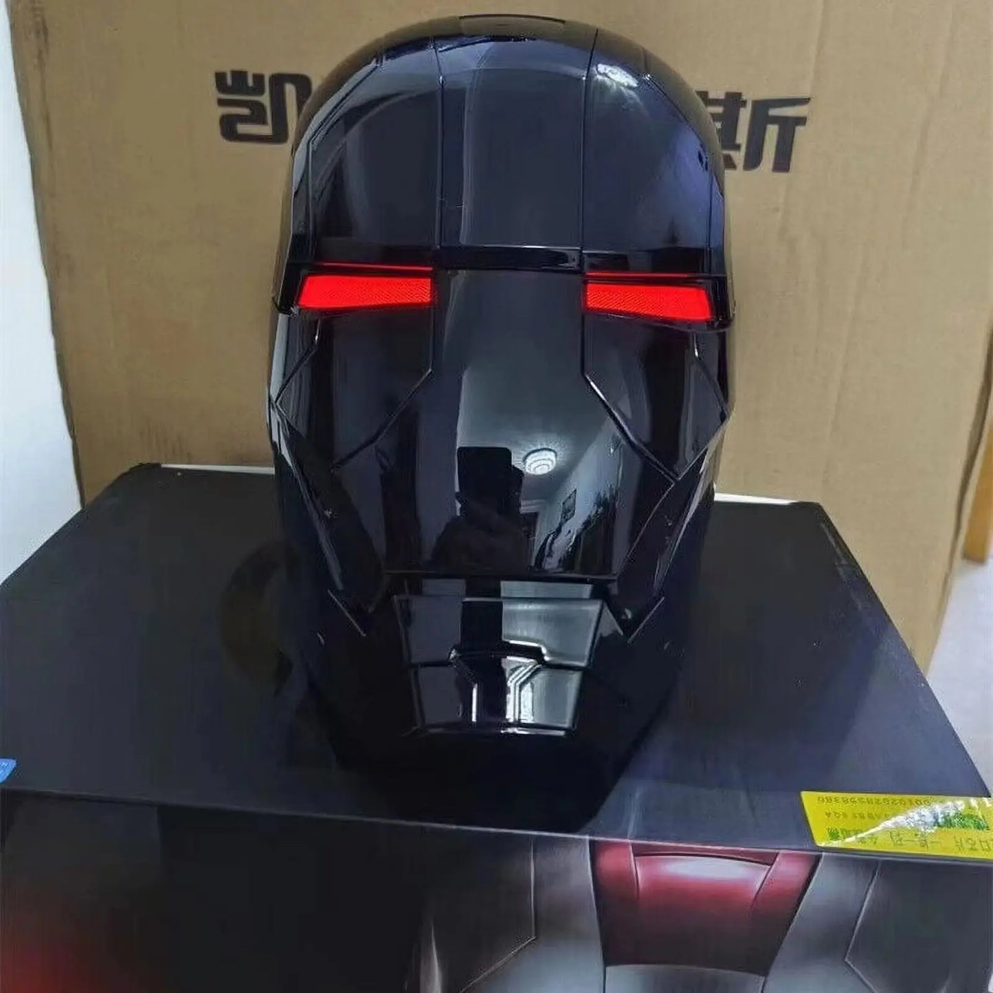 Iron Man MK5 Black Helmet - LED Eyes, Voice-Controlled Cosplay