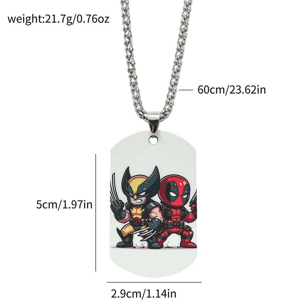 Deadpool & Wolverine-militærpladehalskæde – chibi-duo ryg mod ryg