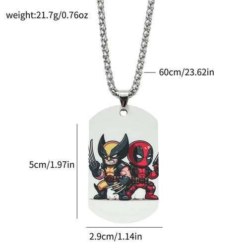 Deadpool & Wolverine-militærpladehalskæde – chibi-duo ryg mod ryg