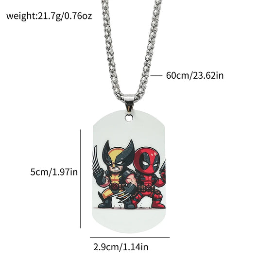 Deadpool & Wolverine-militärbrickhalsband – chibi-duo rygg mot rygg