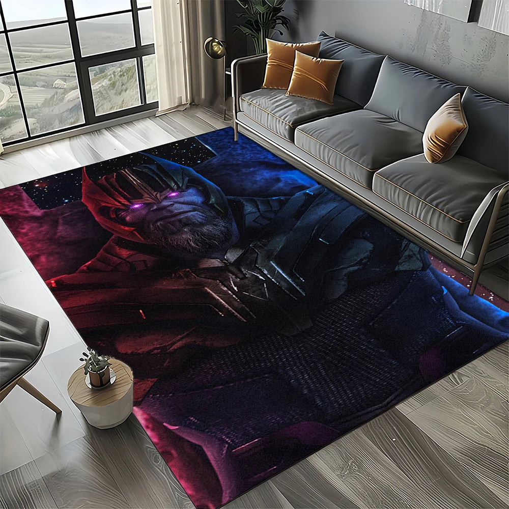 3D koberec Avengers – design Iron Mana v modré a bílé