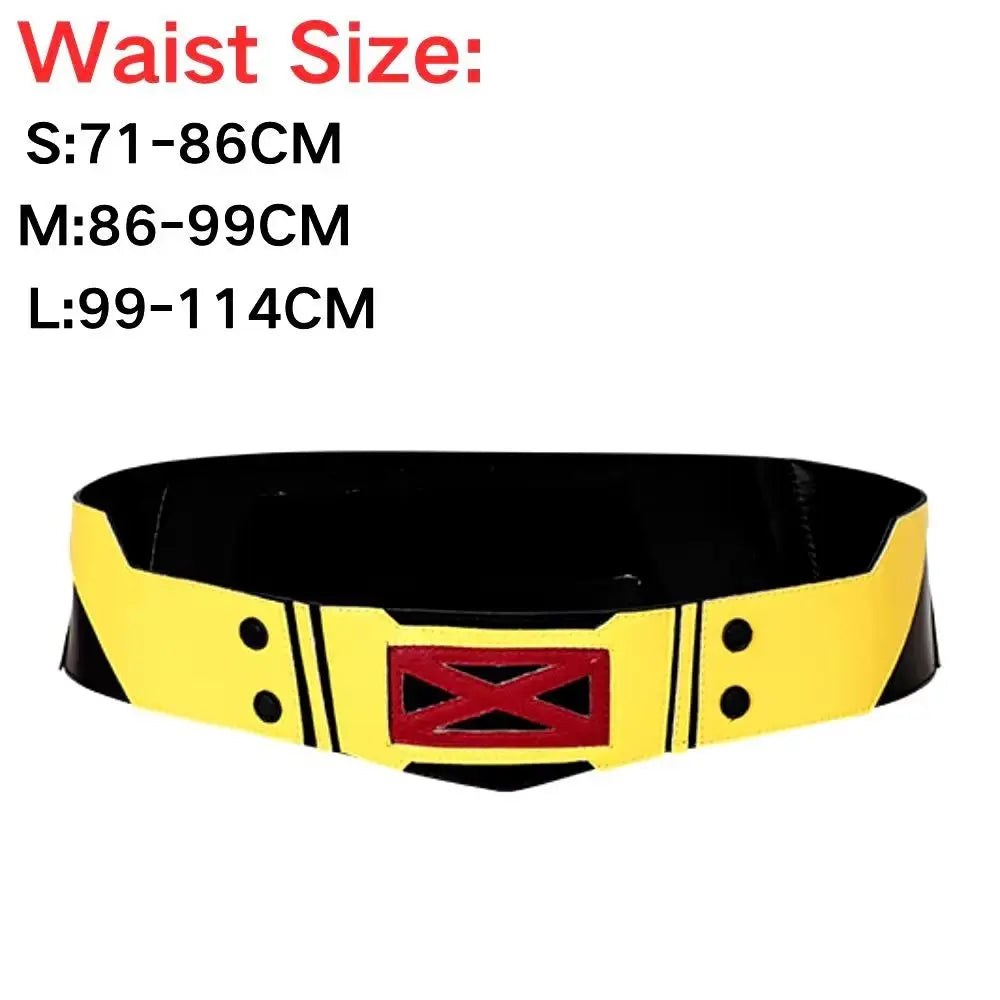 Kostým Wolverine - žluto-modrá kožená bunda s kovovými drápy