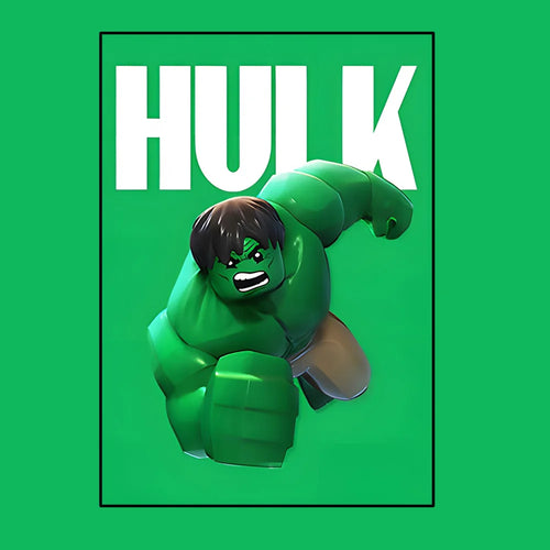 Avengers Hulk-poszter – Lego stílus, zöld háttér