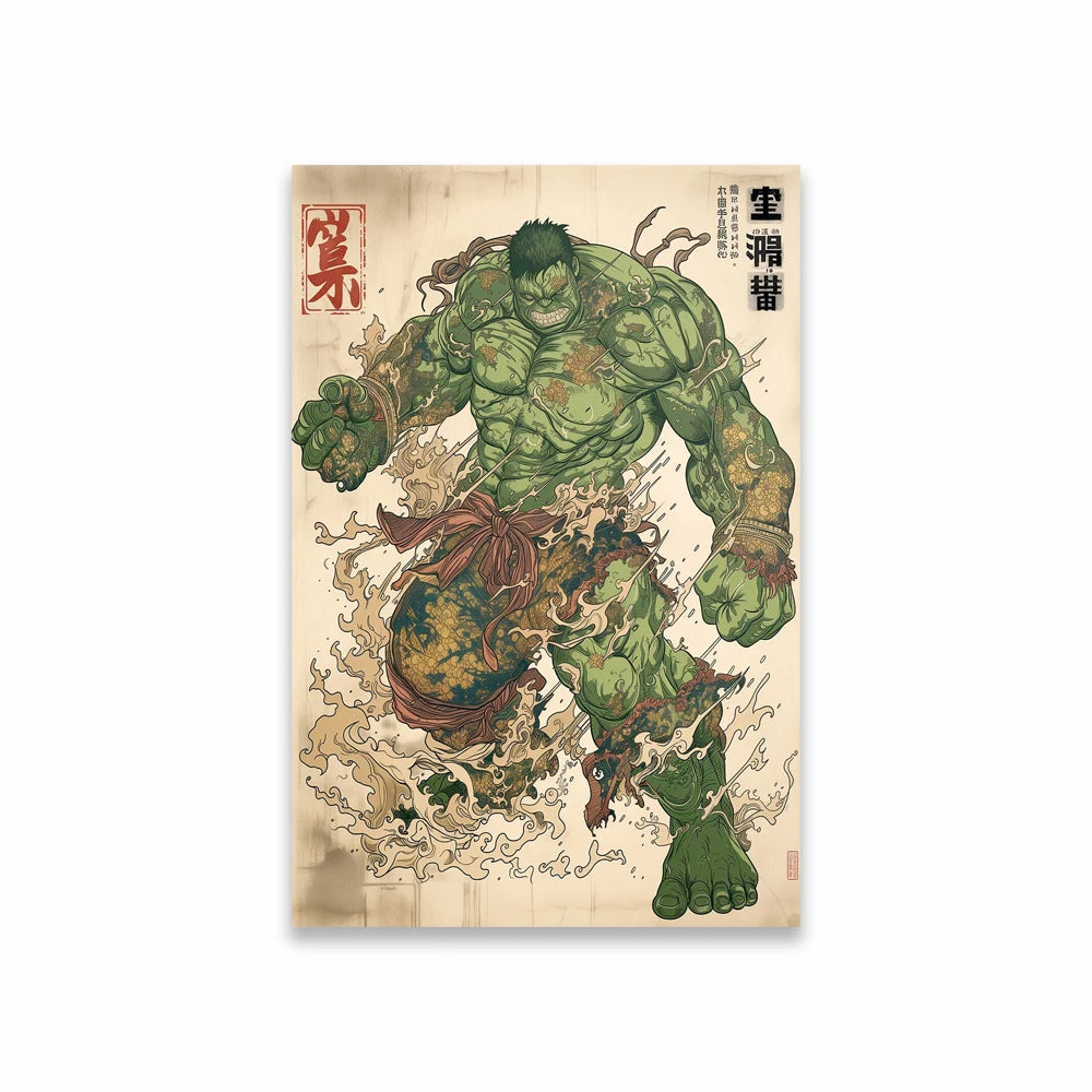 Avengers Hulk-poszter – japán irezumi tetoválásstílus