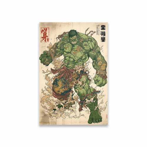 Avengers Hulk-poszter – japán irezumi tetoválásstílus