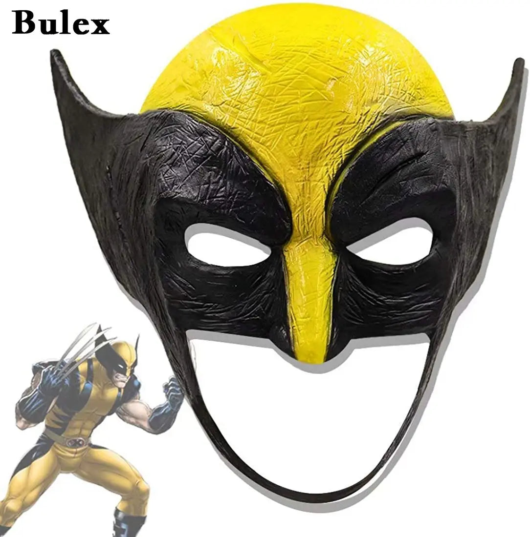 Wolverine-cosplaymask – gul och svart latexmask som täcker halva ansiktet