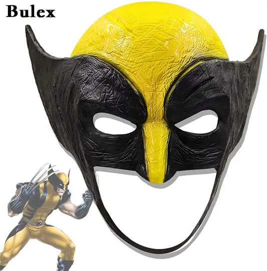 Wolverine-cosplaymaske – gul og sort latexmaske, der dækker halvdelen af ansigtet
