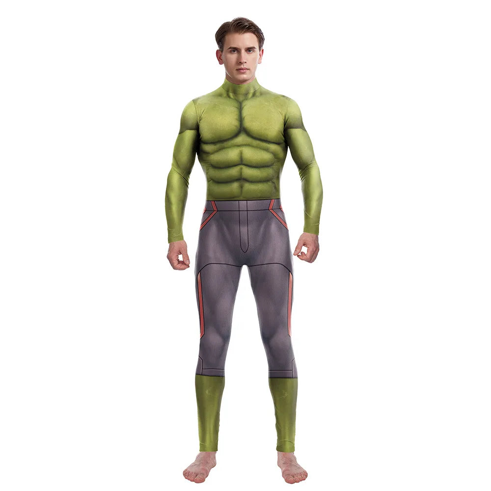 Kostým Hulk – zelený svalnatý top a šedé kalhoty