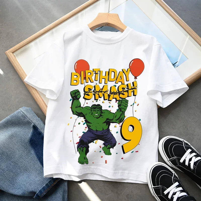 Hulk-födelsedags-T-shirt – Smash med siffra för barn