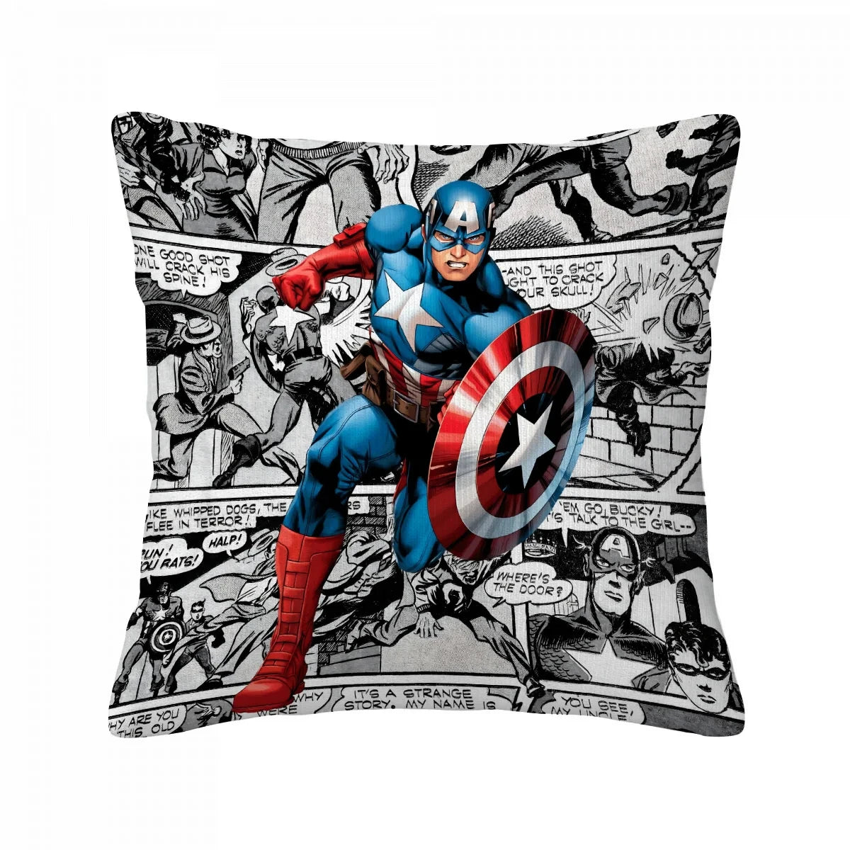 Captain America Pillow Cover - Chibi Blue Comic Background