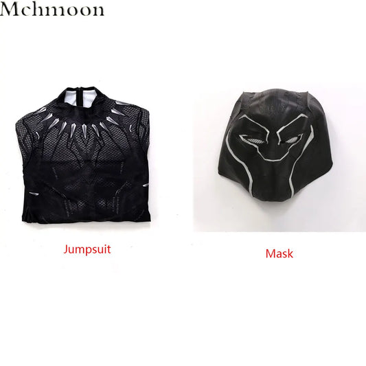 Black Panther T'Challa Costume - Black Mesh Jumpsuit and Silver Claw Mask