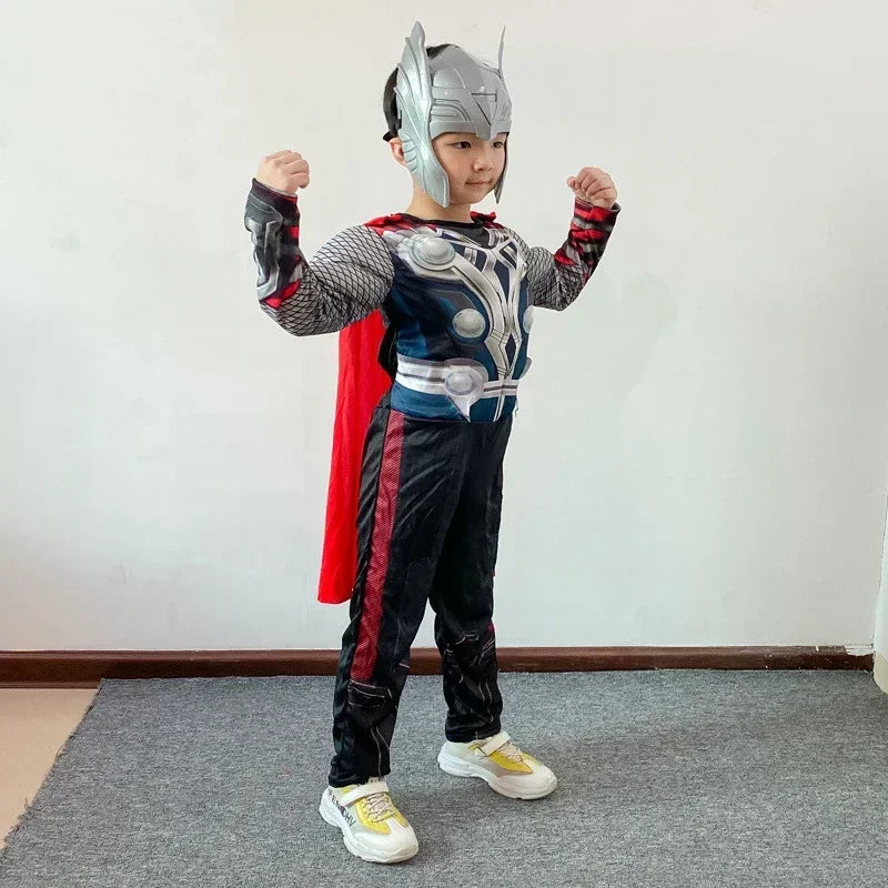 Thor-cosplaykostume til børn – muskuløs dragt med hammer
