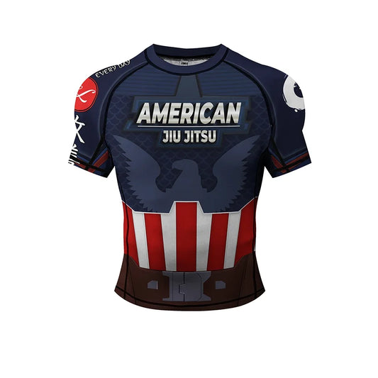Tričko na jiu-jitsu Captain America – krátké rukávy, štít a orel