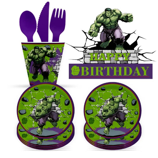Hulk Birthday Party Kit - Plates, Cups, Cutlery, Decorations