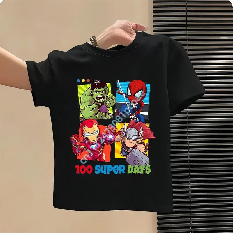 Dětské tričko Avengers 100 Super Days – černé