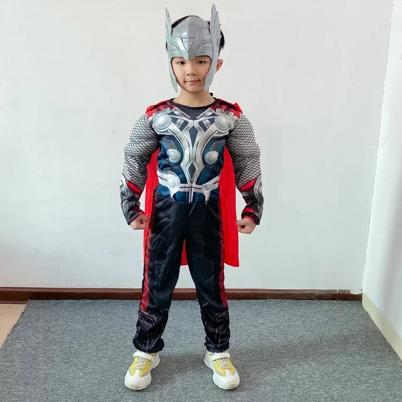 Thor-cosplaykostume til børn – muskuløs dragt med hammer