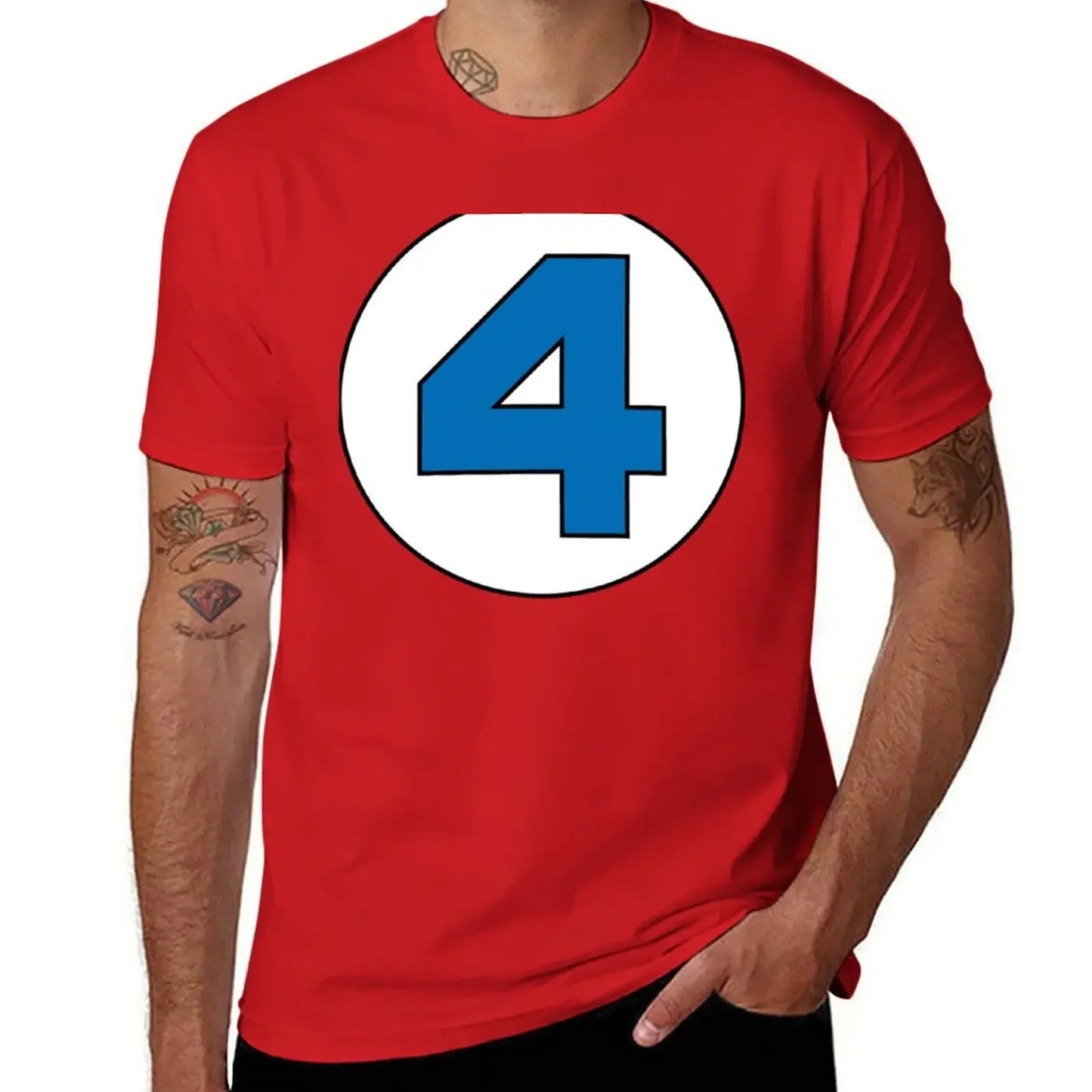 T-shirt The Fantastic 4 – stor rund logotyp i svart, oversize