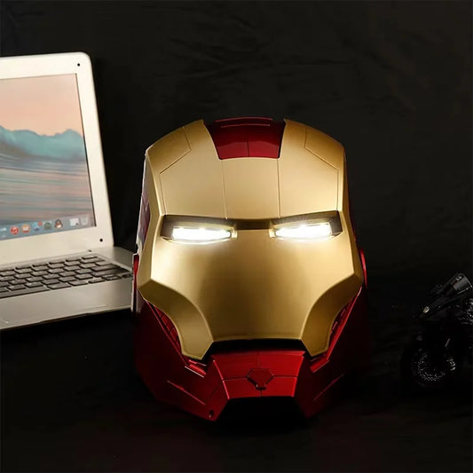 Avengers Iron Man-maske – LED-hjelm og handsker til cosplay, 65 cm