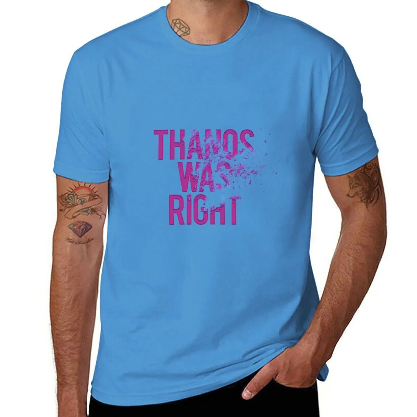 Thanos Was Right T-shirt – text med dammeffekt för män