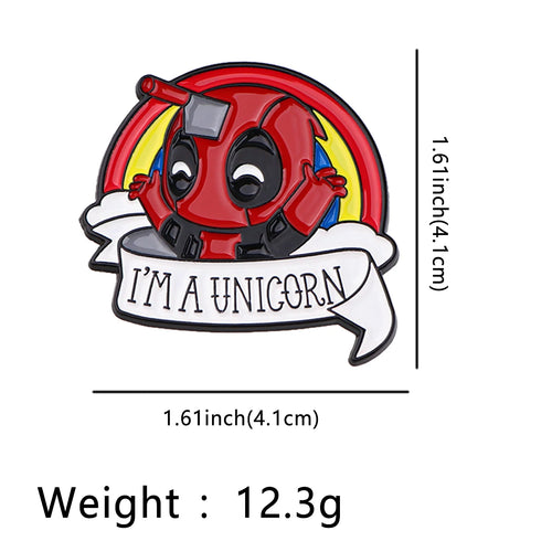 Deadpool I'm a Unicorn Metal Badge - Unicorn Horn Pin