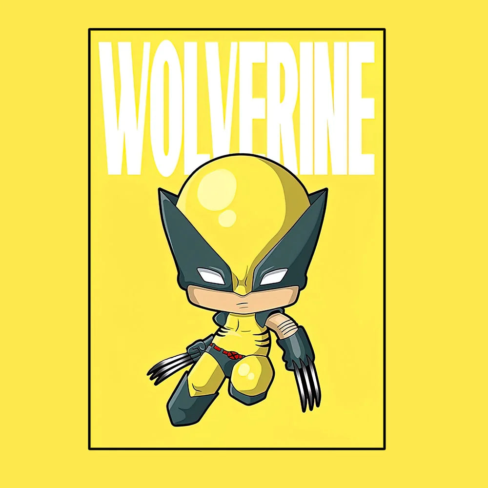 Poster Avengers Wolverine – Estilo Chibi, fundo amarelo