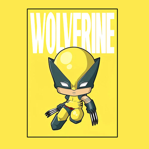 Poster Avengers Wolverine – Estilo Chibi, fundo amarelo