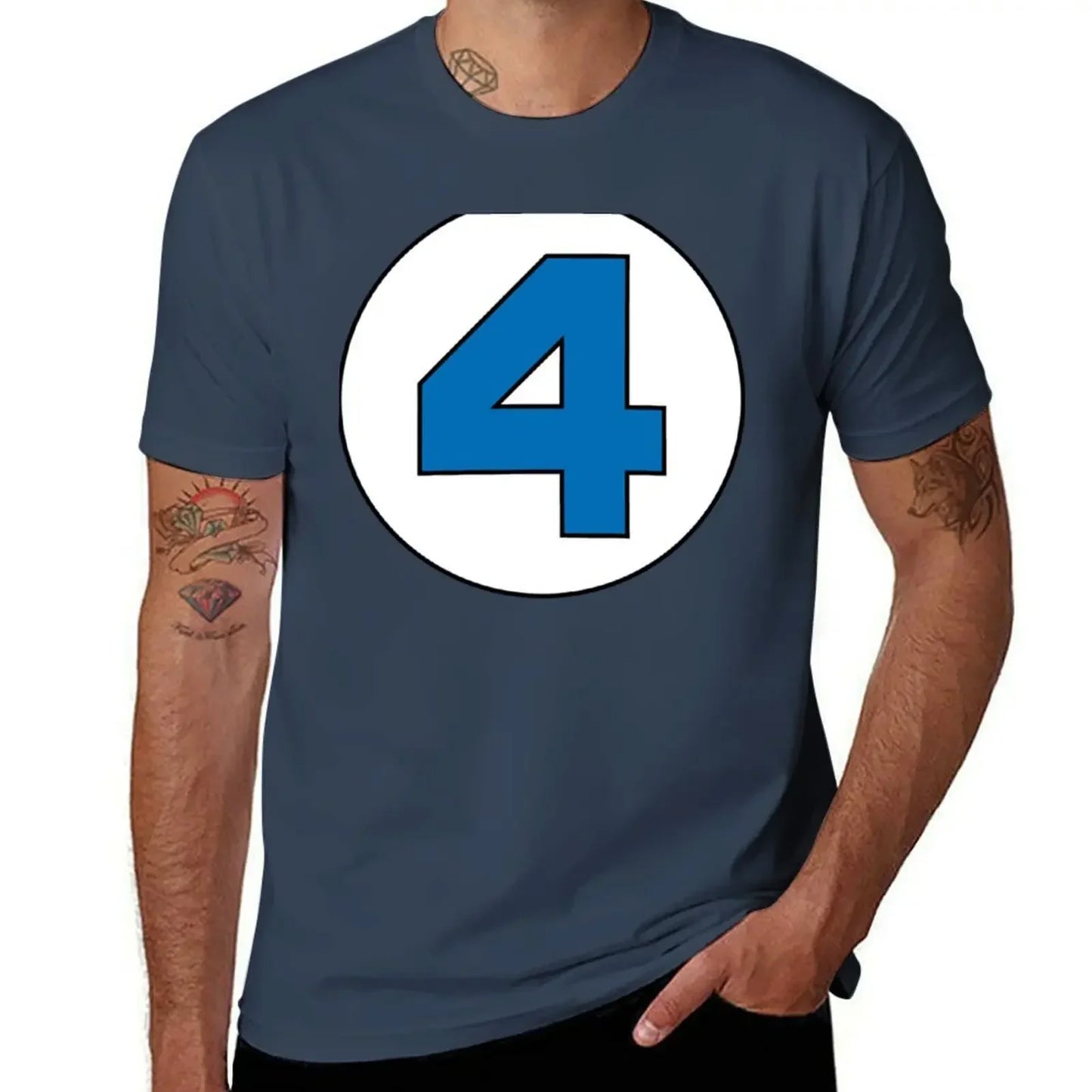 T-shirt The Fantastic 4 – stor rund logotyp i svart, oversize