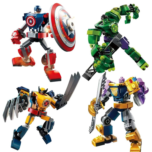 Set de construction en briques Mecha Avengers – Captain America, Hulk, Wolverine et Thanos