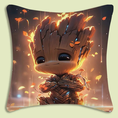 Față de pernă Baby Groot - Brațe încrucișate și frunze luminoase