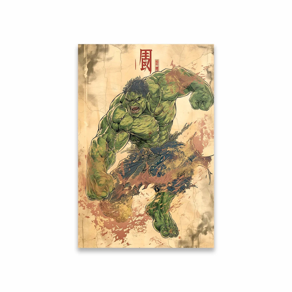 Plakát Avengers Hulk – vintage japonský styl