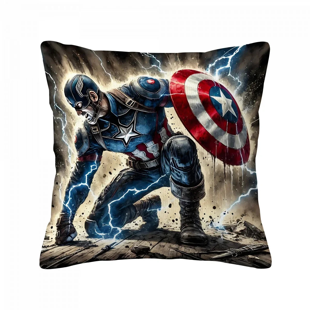 Captain America-kuddfodral – knästående med blixtar