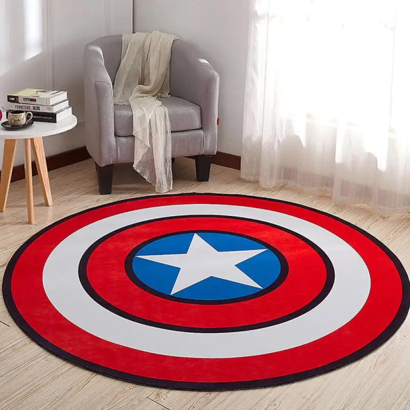 Round Avengers Captain America Rug - Bold Color Shield
