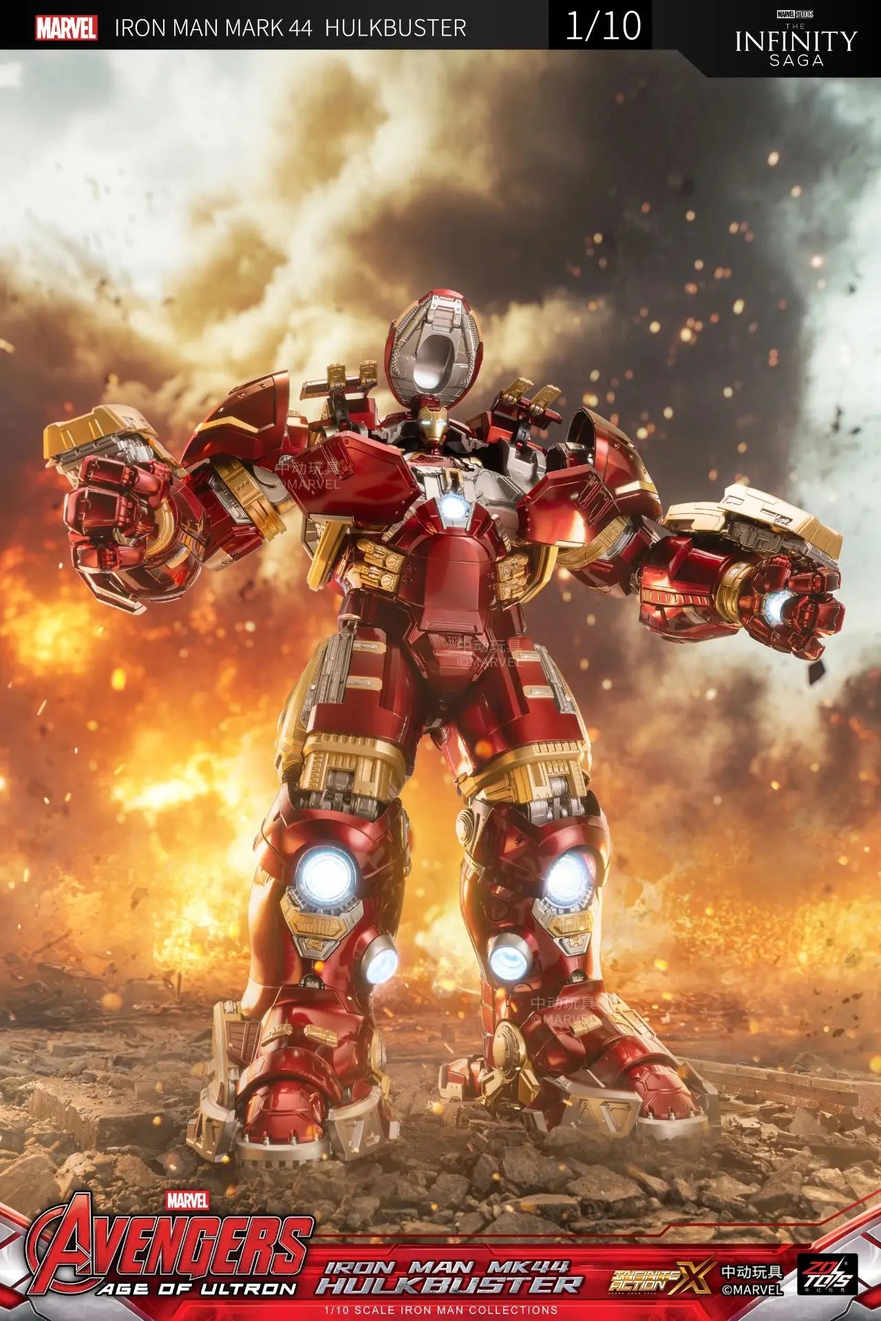 Figurină ZD Toys Iron Man MK44 Hulkbuster – LED, 36 cm