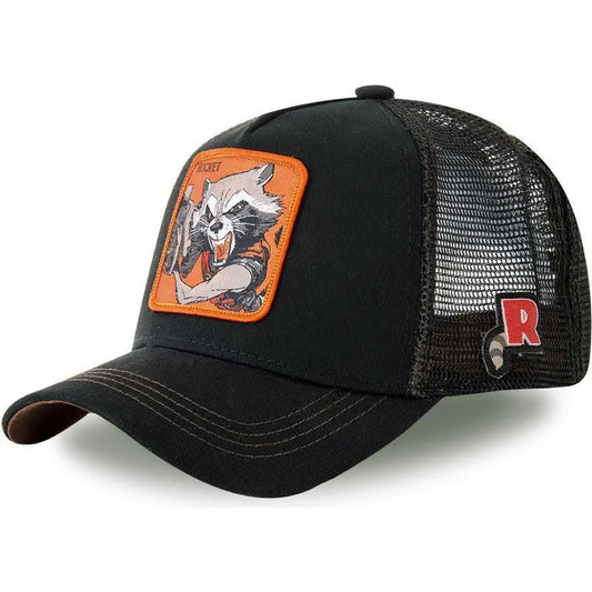 Boné do Rocket Raccoon — preto e laranja