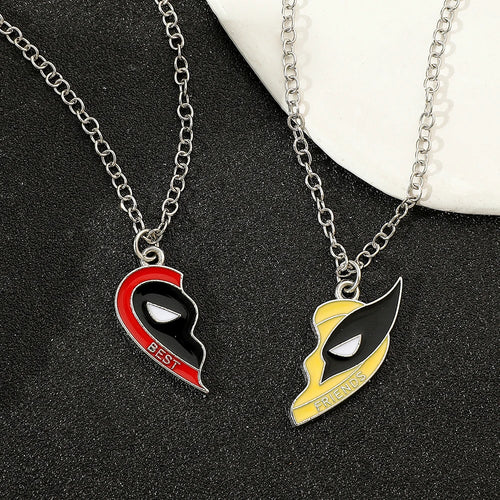 Deadpool Wolverine Duo Necklace - Heart Best Friends Pendants