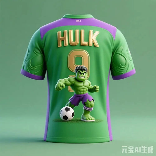 Camisola de futebol Avengers Hulk - Verde-clara com faixa lateral #9