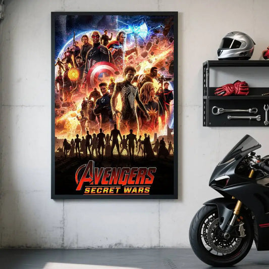 Poster Avengers Secret Wars – Design cosmic exploziv cu echipa