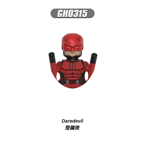 Figurka Daredevil z konstrukčních kostek – červený kostým s obušky