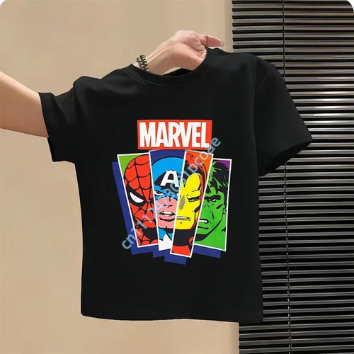 Kids' Avengers Marvel Portrait Stripes T-Shirt - Black